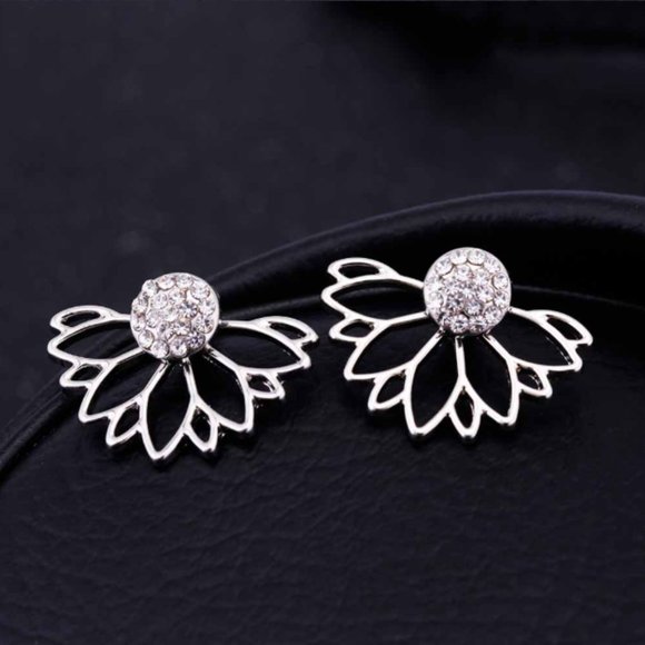 Unique “Sunflower Summers” Diamond Flower Earrings - Picture 6 of 7